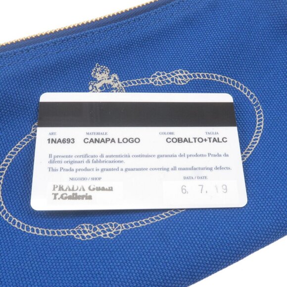 Auth PRADA Capana Cometic Pouch Blue Canvas Leather - Picture 10 of 16